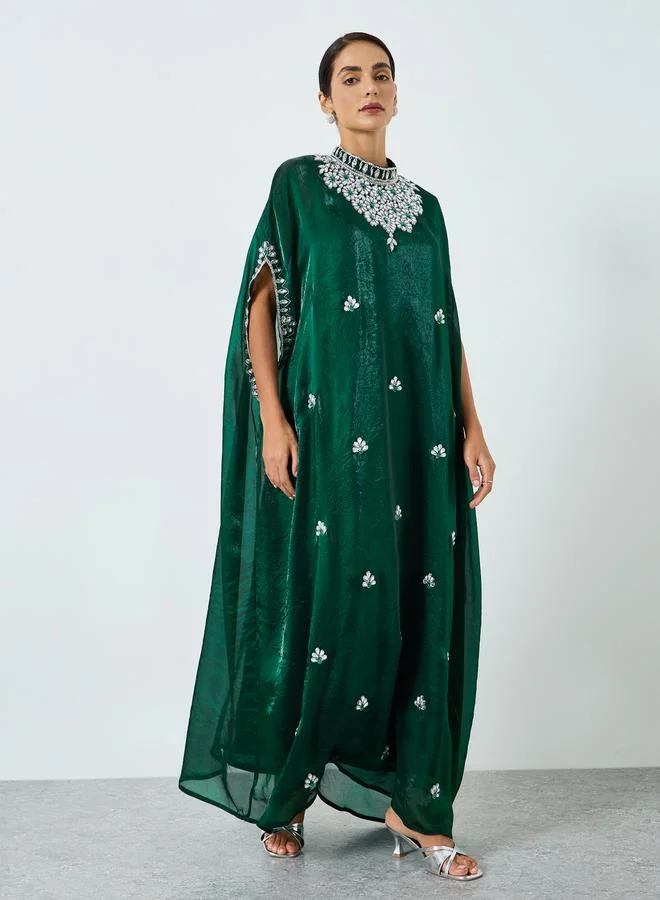 مكسيم كريشن فستان طويل بياقة عالية ومزين للنساء